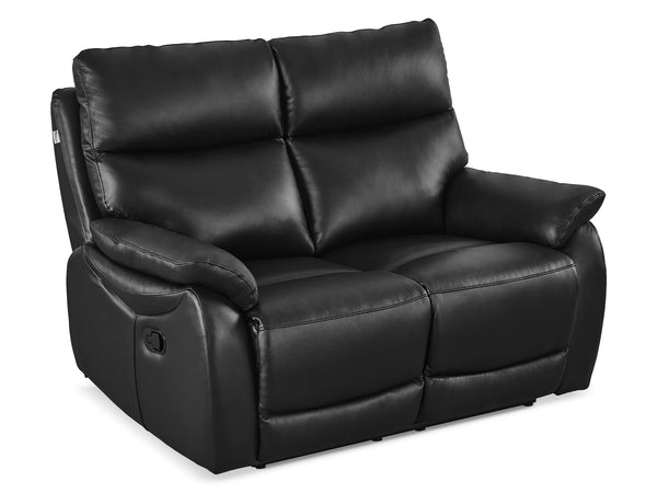 Foxton Full Leather 2 Seater Recliner Sofa - Black