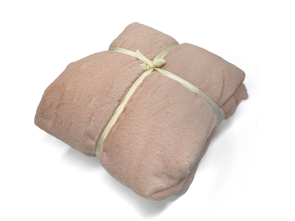 Premium Faux Rabbit Fur Throw Pink 130x160cm