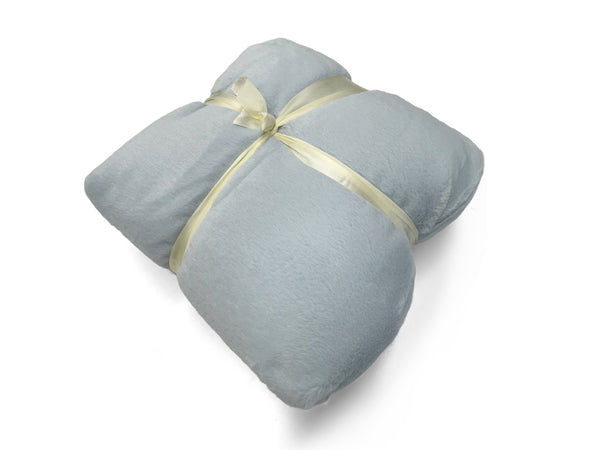 Premium Faux Rabbit Fur Throw Light Grey 130x160cm