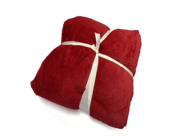 Premium Faux Rabbit Fur Throw Red 130x160cm