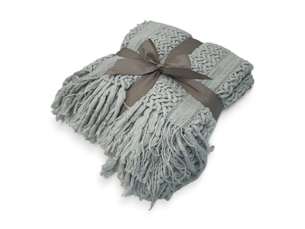 Premium Crochet Throw Blanket Blue 130x220cm
