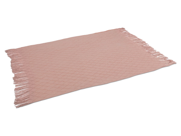 Premium Crochet Throw Blanket Pink 130x170cm