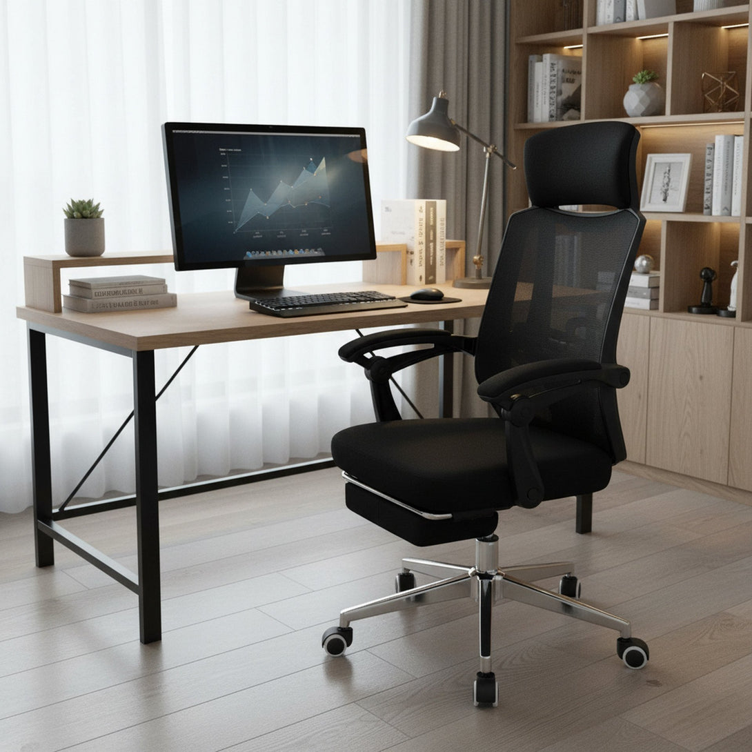 Melissa Office Chair with Footrest - Black