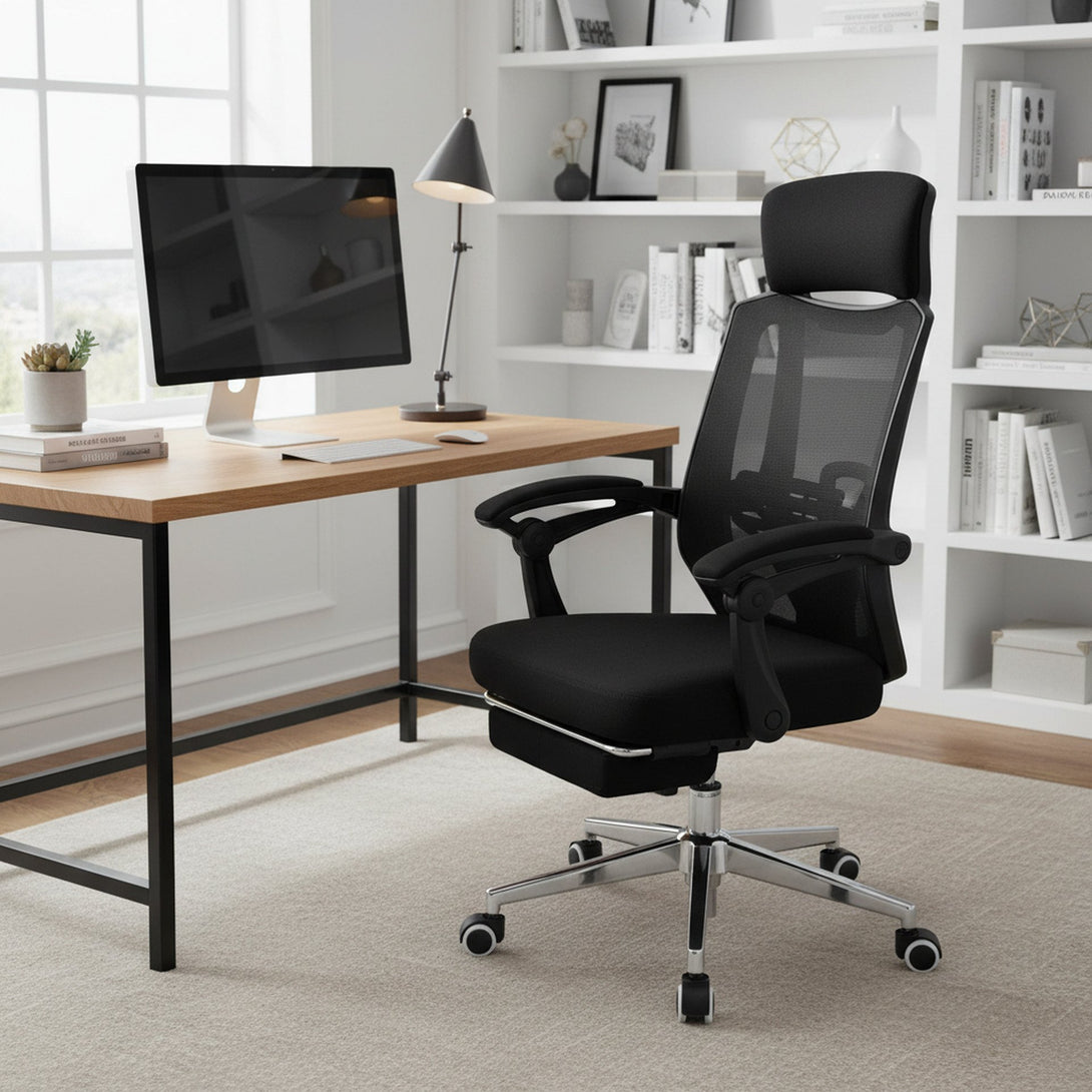 Melissa Office Chair with Footrest - Black