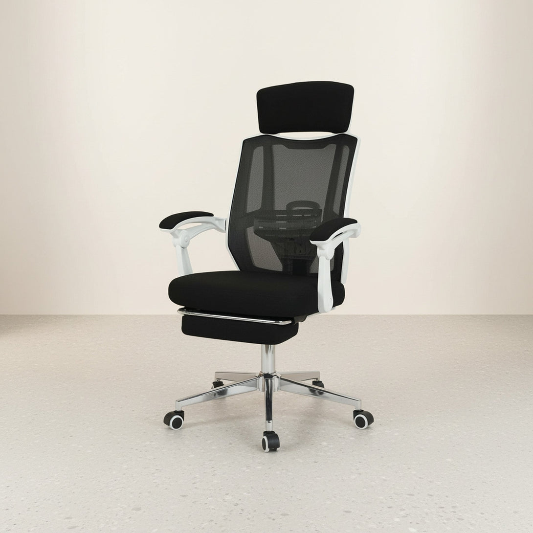 Melissa Office Chair with Footrest - Black + White