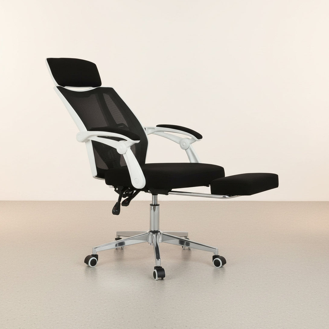 Melissa Office Chair with Footrest - Black + White