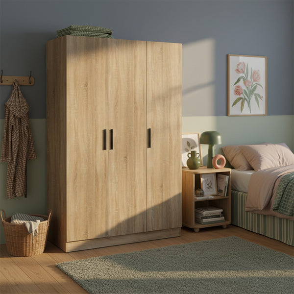 Bram 3 Door Wardrobe Cabinet - Oak