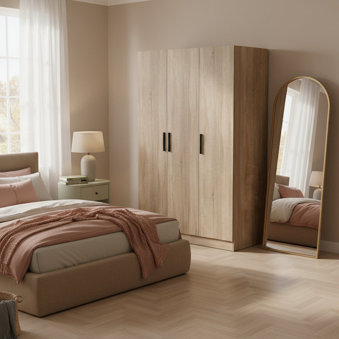 Bram 3 Door Wardrobe Cabinet - Oak