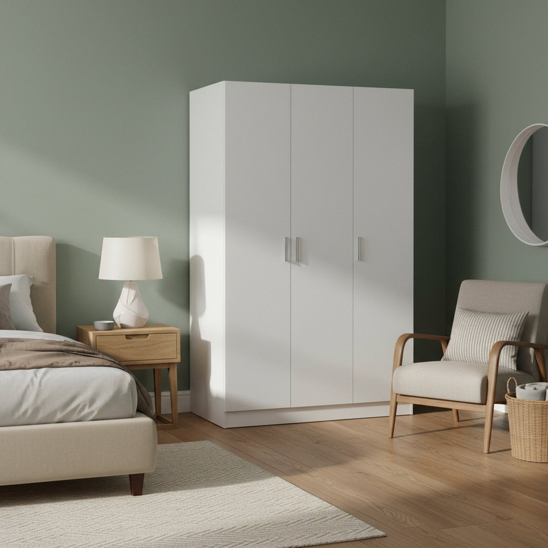 Bram 3 Door Wardrobe Cabinet - White