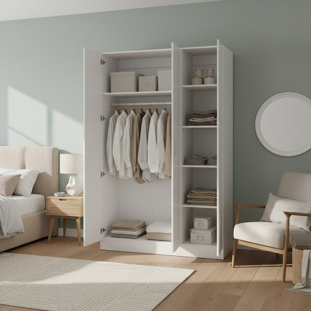 Bram 3 Door Wardrobe Cabinet - White