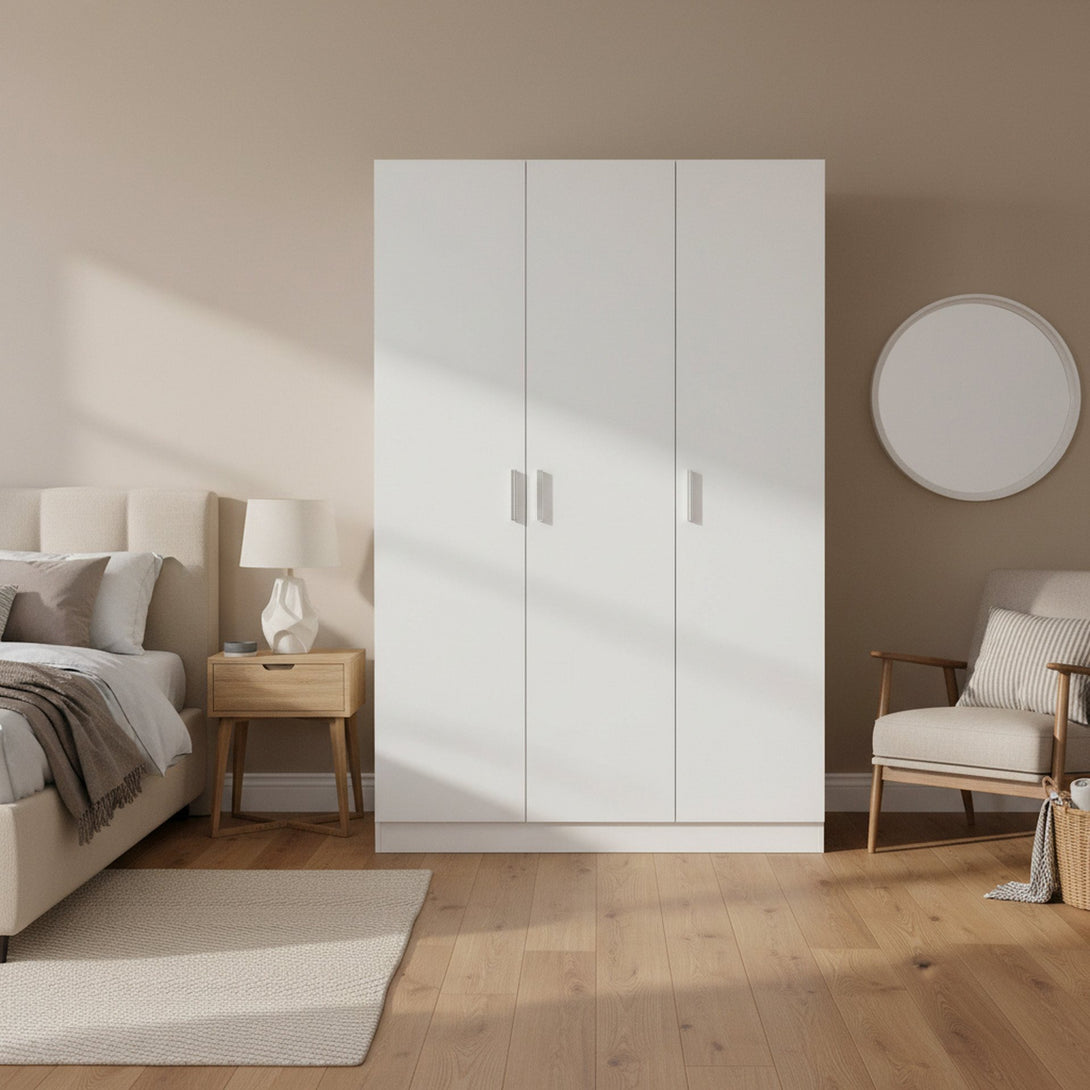 Bram 3 Door Wardrobe Cabinet - White