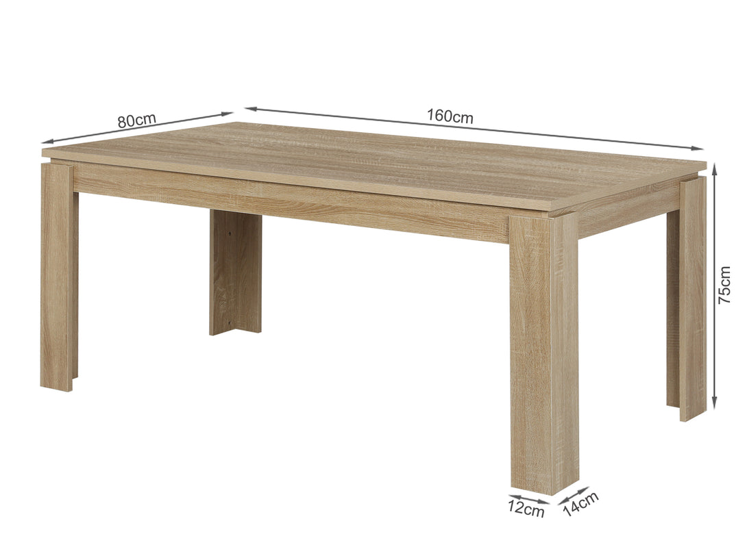 Azar Dining Table Rectangle 160 x 80cm - Natural
