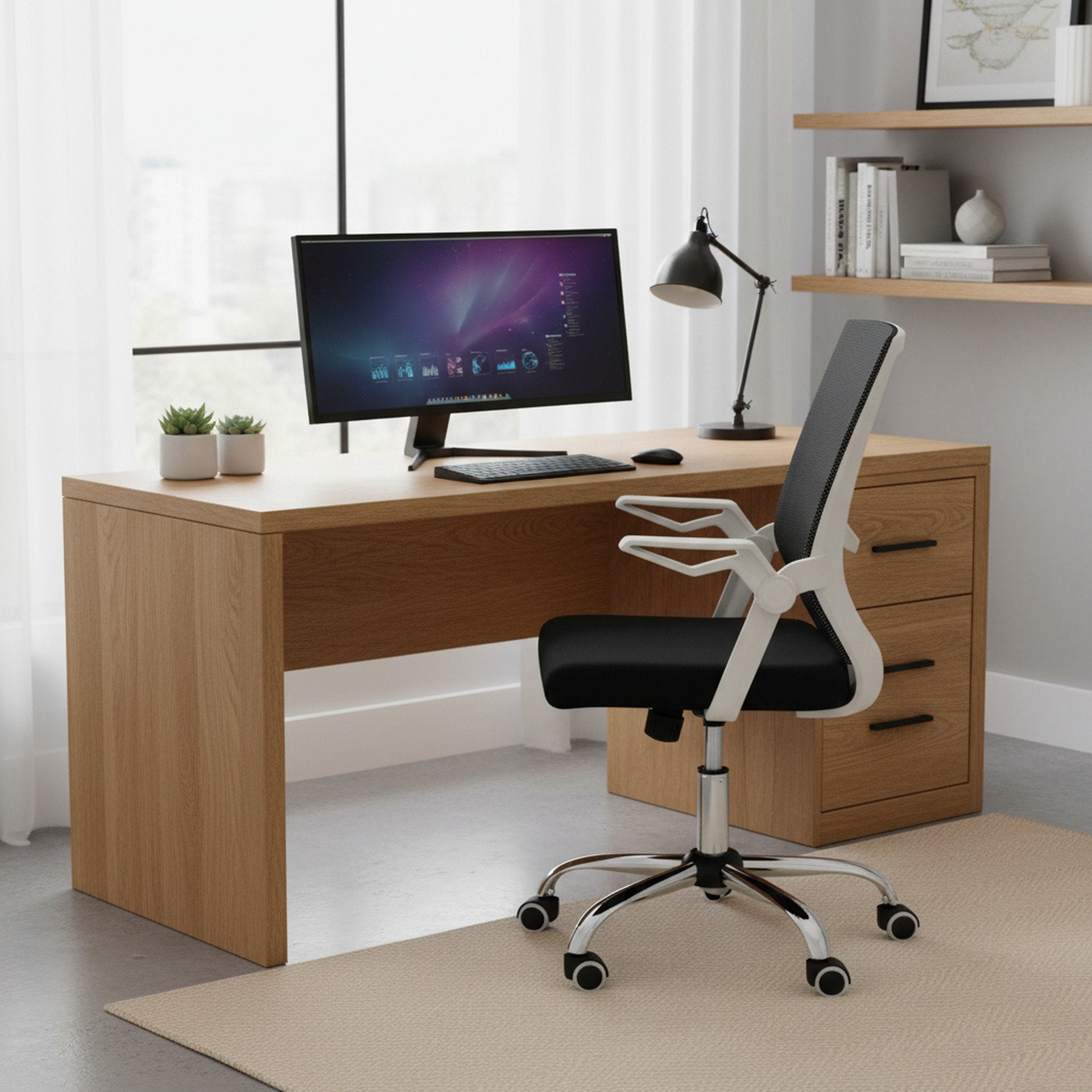 Chair Bw Leon Office Chair - Black + White – Treasurebox