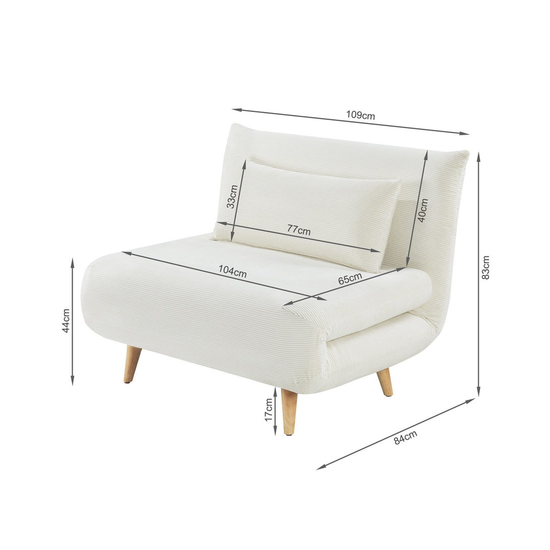 Hastings 1 Seater Fold-Out Sofa Bed - Beige
