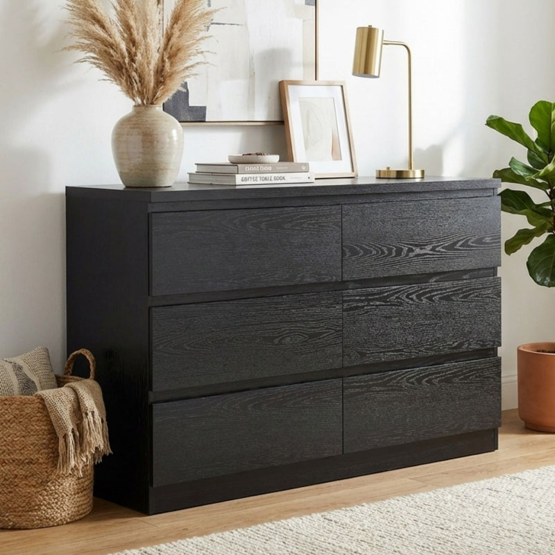kullen 6 drawer dresser black brown Tongass Wooden 6 Drawers Lowboy