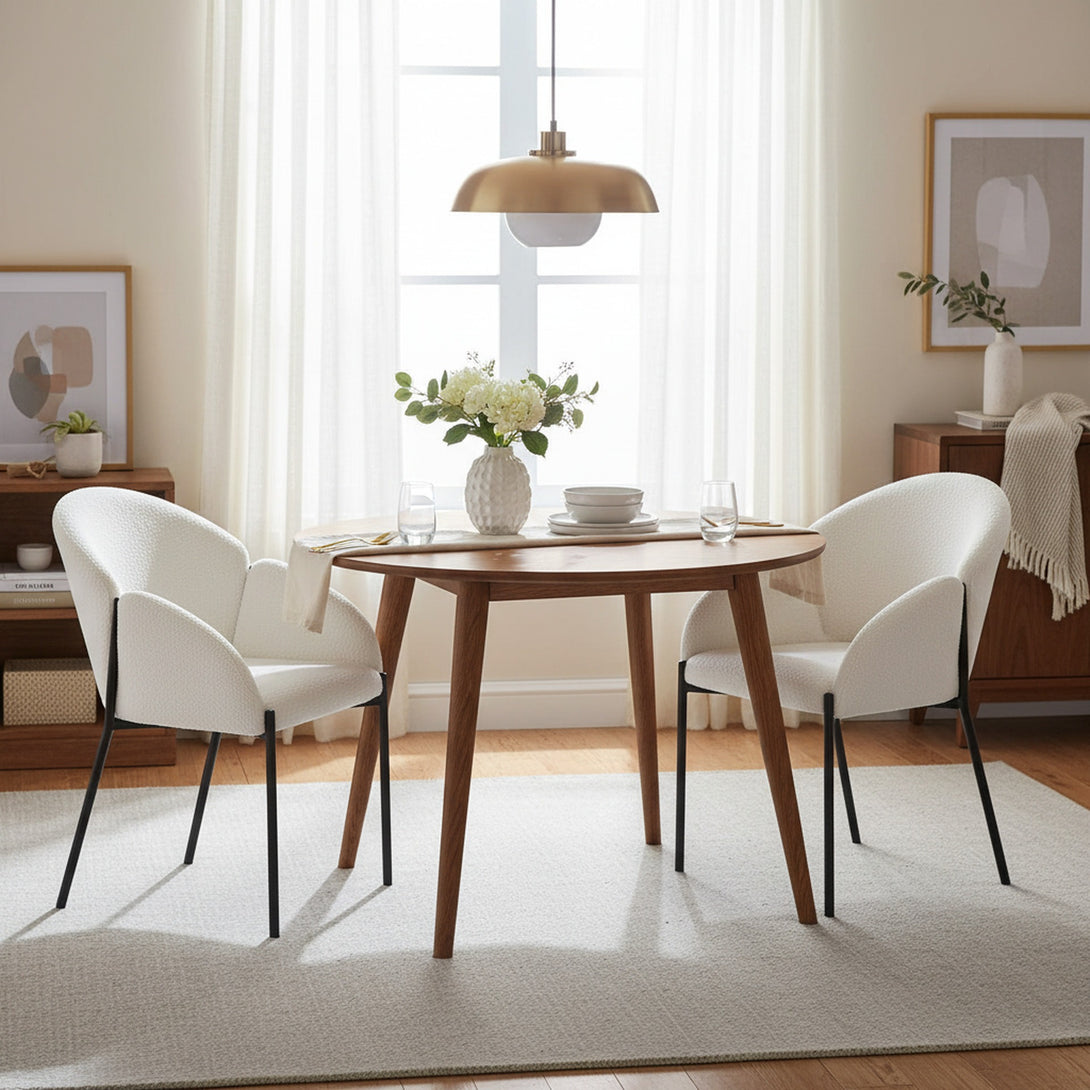 Bellamy Microfiber Velvet Dining ArmChairs - Set of 2 - Milky White