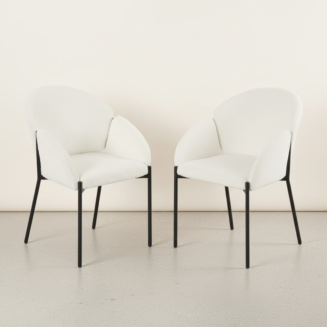 Bellamy Microfiber Velvet Dining ArmChairs - Set of 2 - Milky White