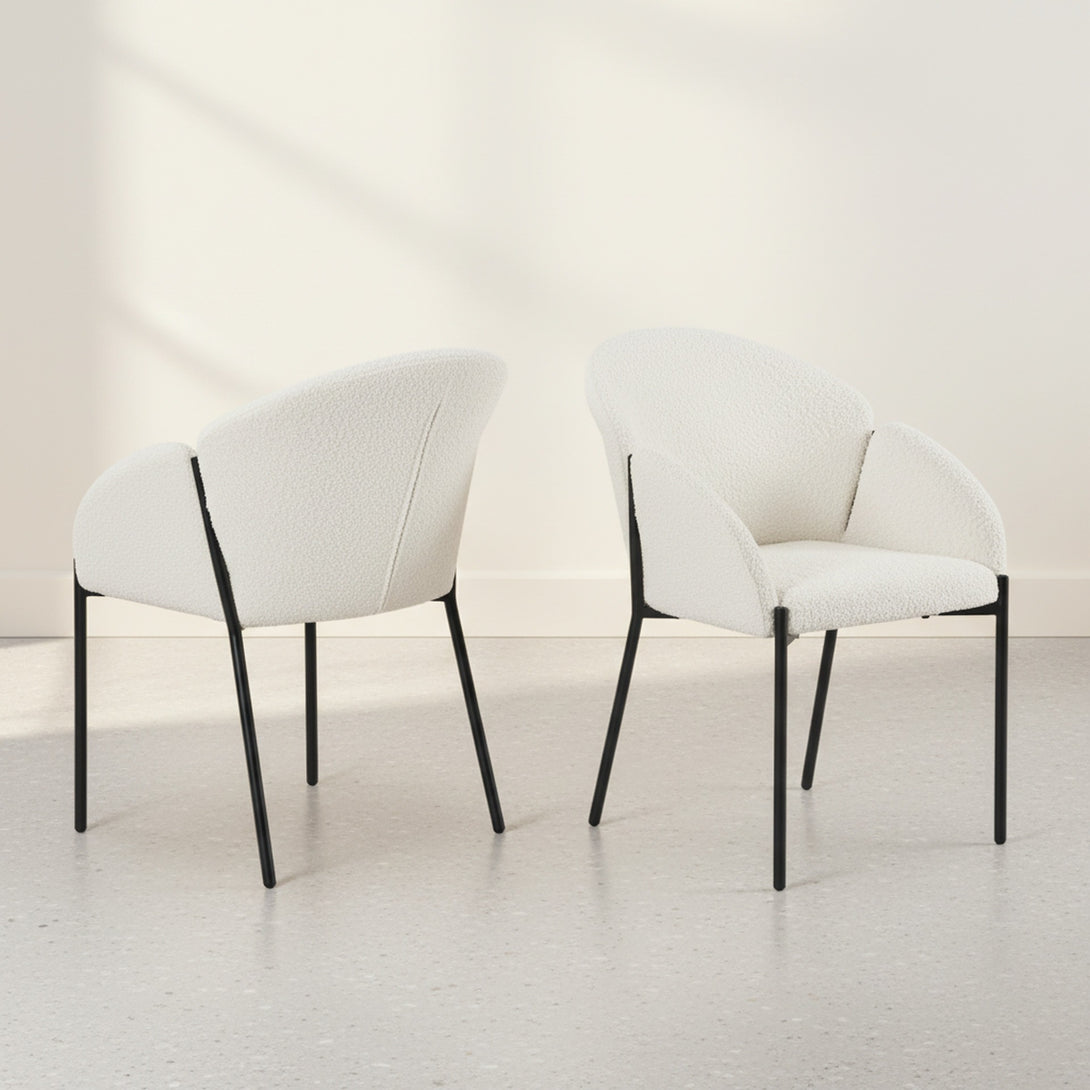 Bellamy Microfiber Velvet Dining ArmChairs - Set of 2 - Milky White