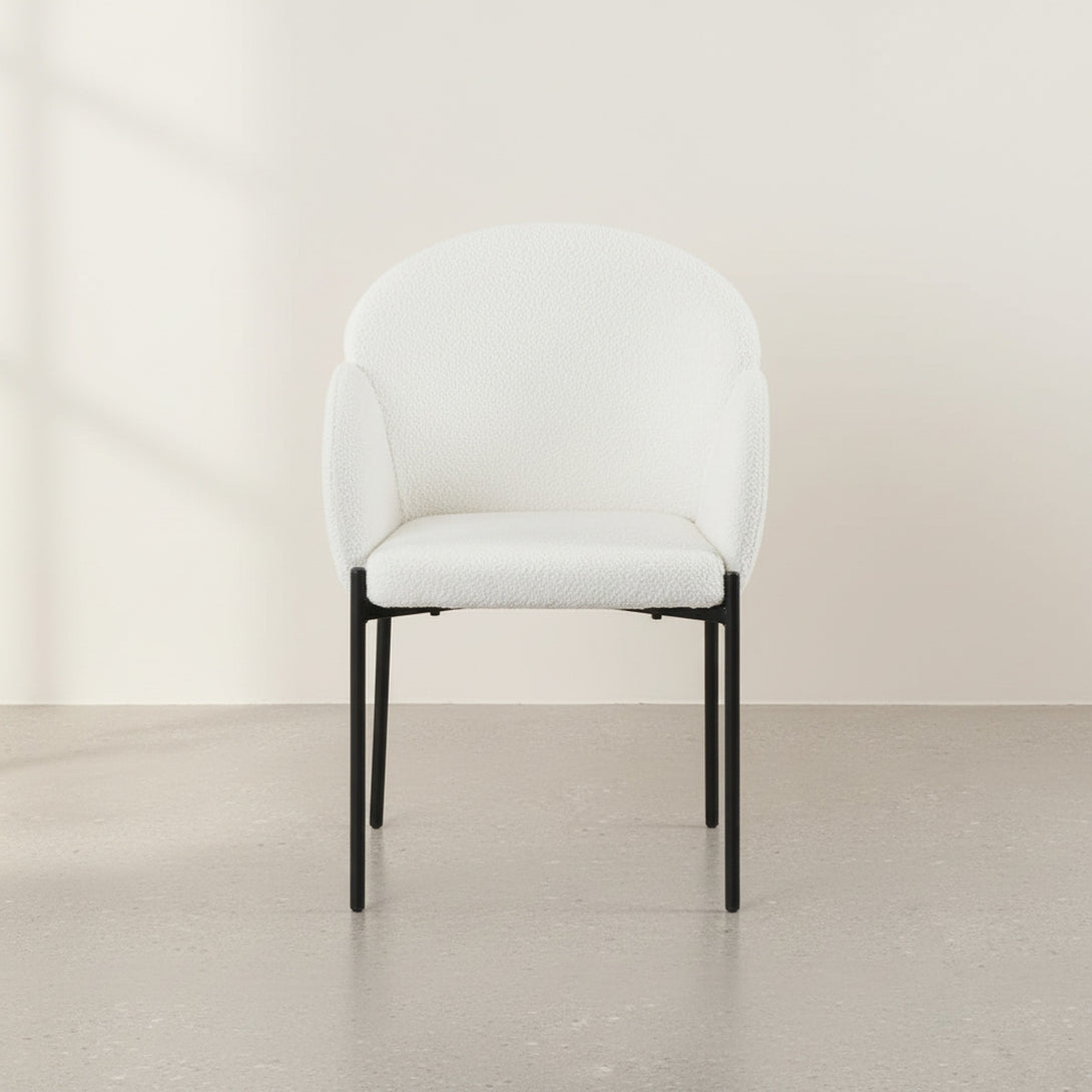 Bellamy Bouclé Dining ArmChairs - Set of 2 - Off White