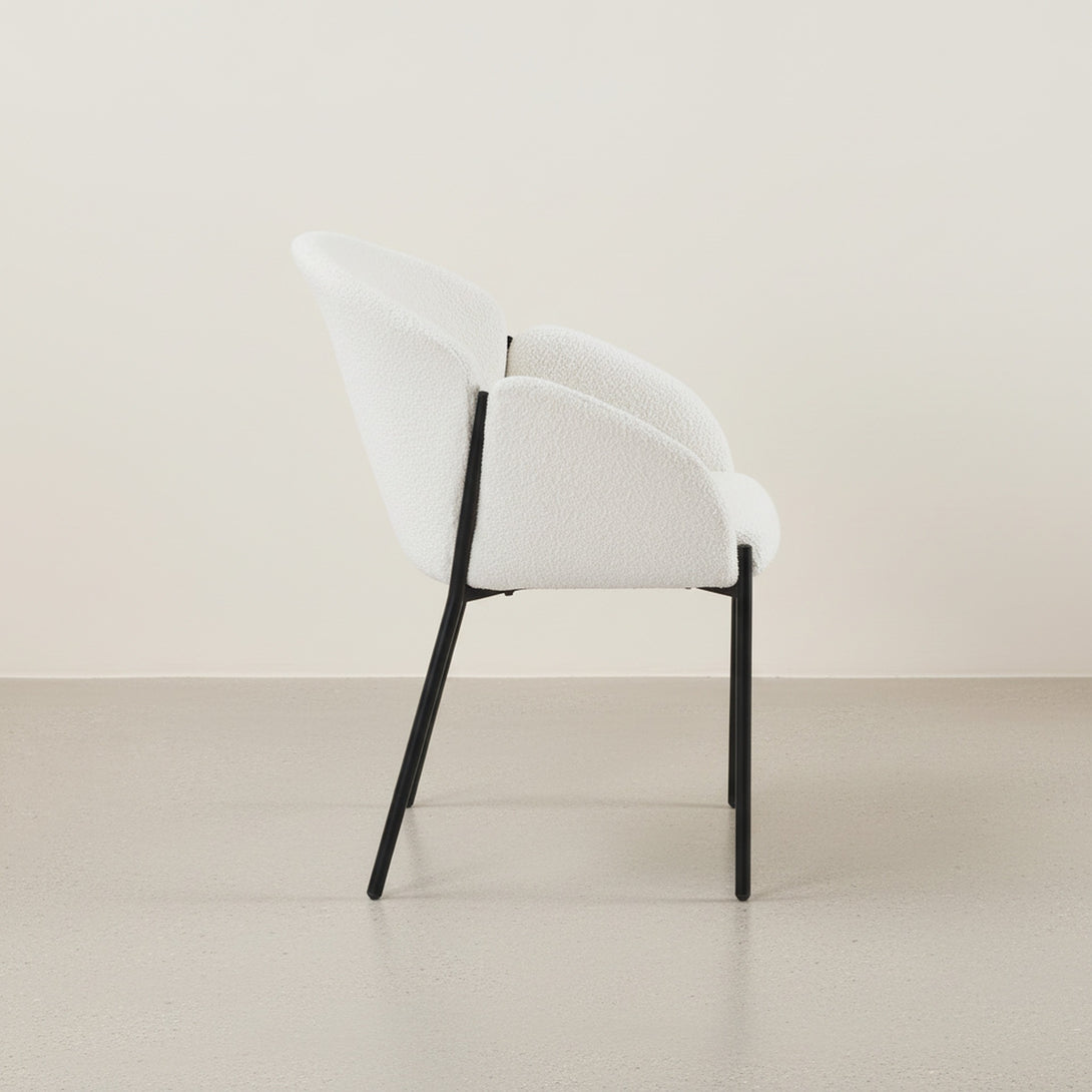 Bellamy Bouclé Dining ArmChairs - Set of 2 - Off White
