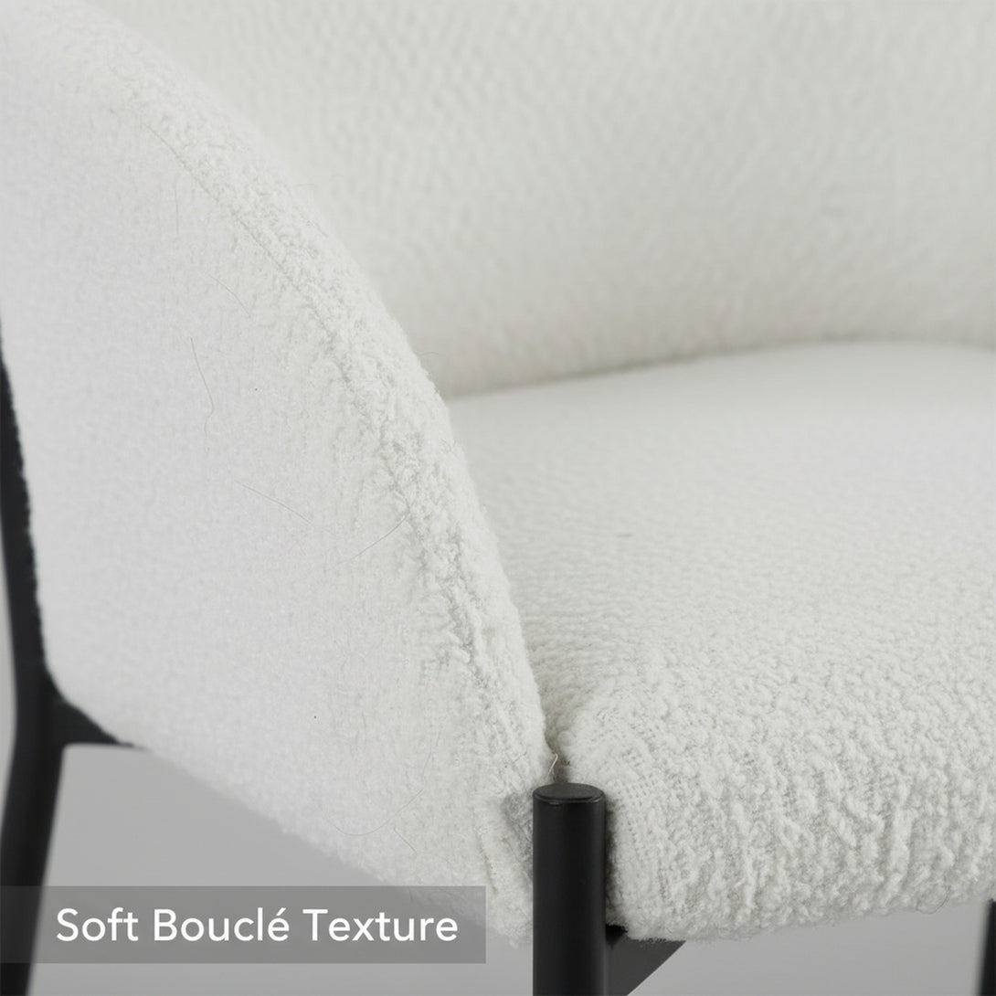 Bellamy Bouclé Dining ArmChairs - Set of 2 - Off White