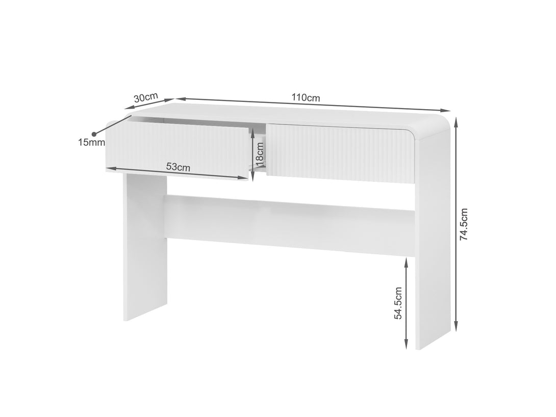 Console Table With 2 Drawers - White