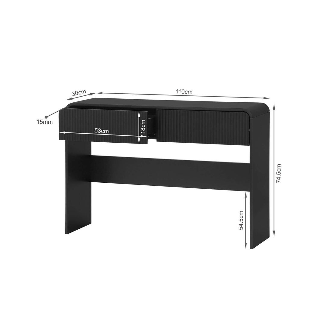 Console Table With 2 Drawers - Black