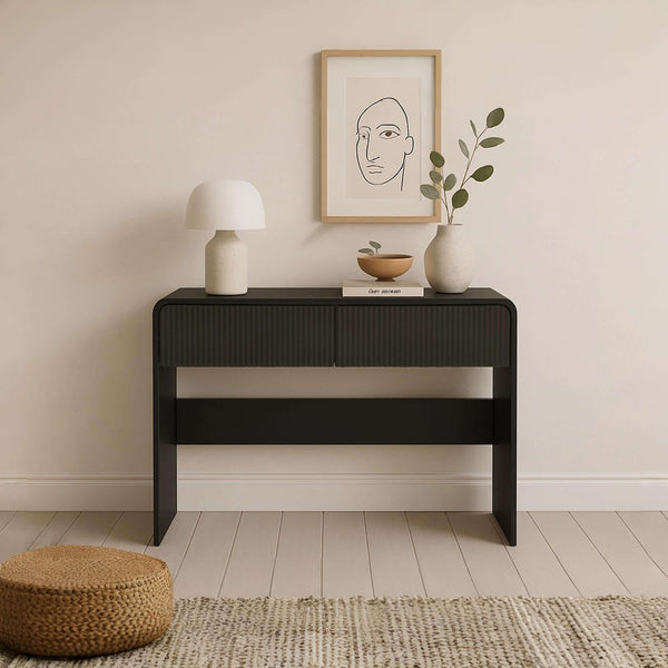 Console Table With 2 Drawers - Black