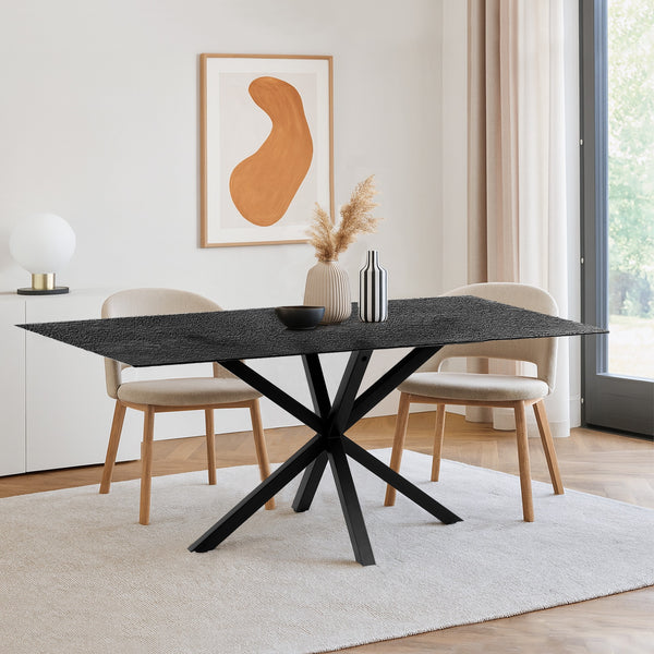 Zander Fused Glass Rectangle Dining Table 180 x 90cm - Black