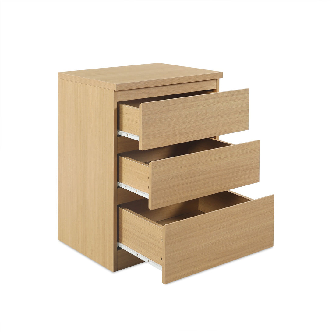 TONGASS Bedside Table with 3 Drawers - OAK