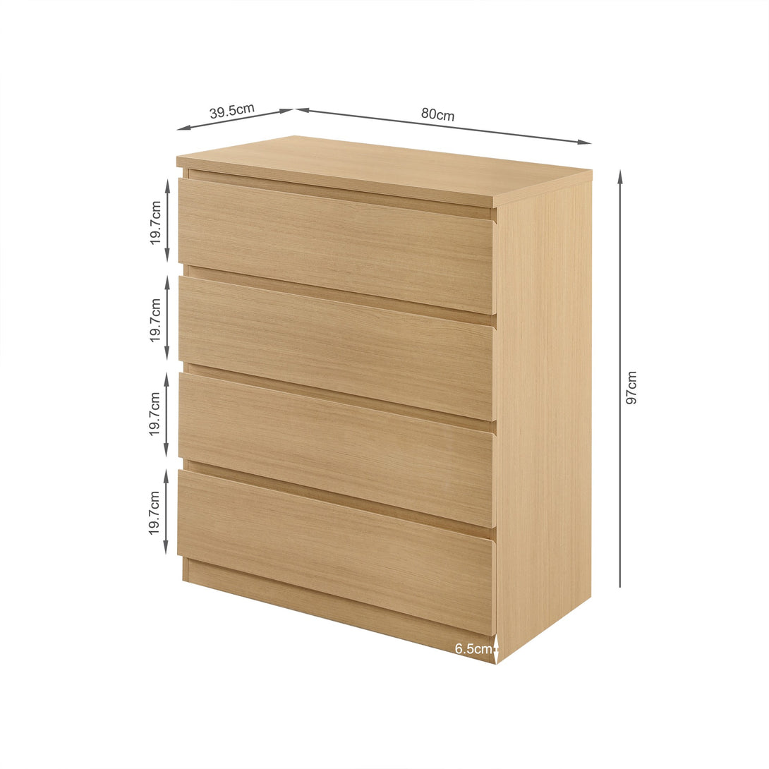 TONGASS 4 Drawer Tallboy - OAK