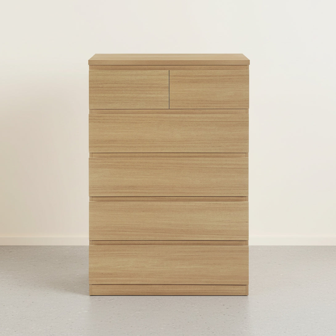 TONGASS 6 Drawer Tallboy - OAK