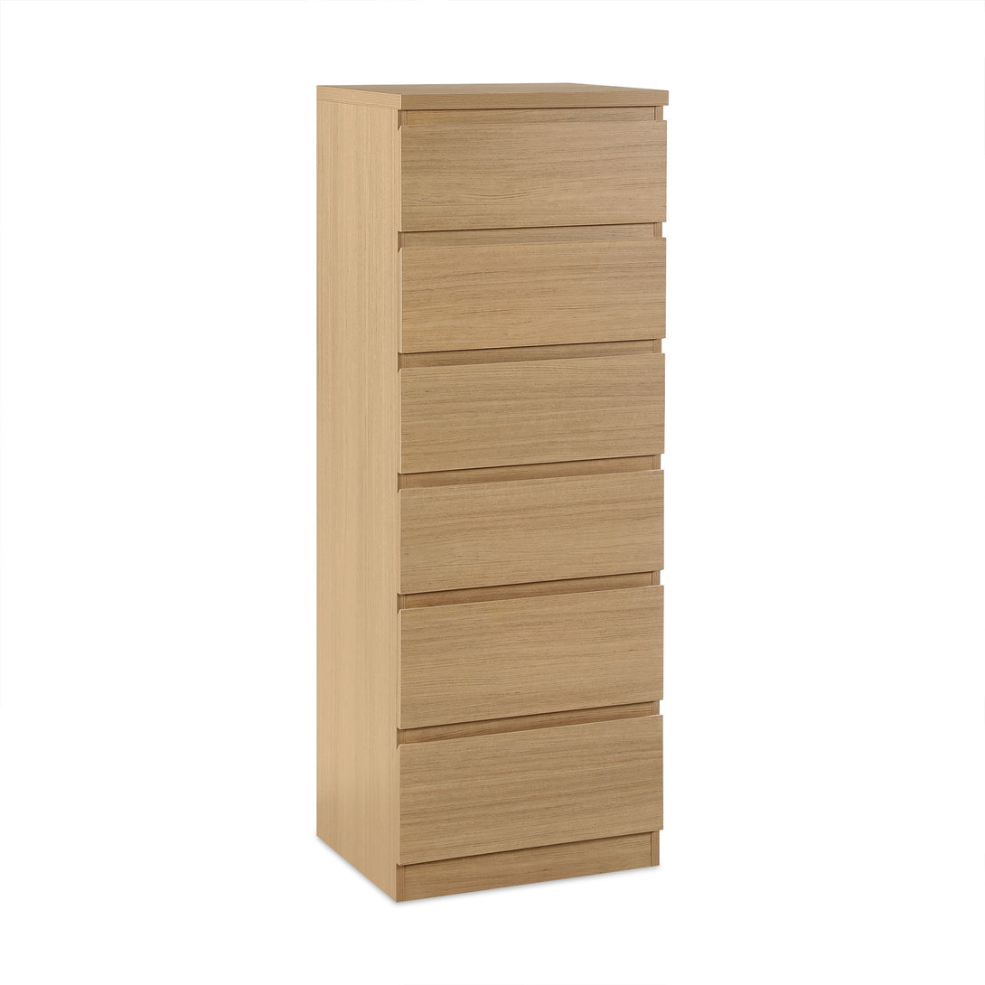 TONGASS 6 Drawer Slim Tallboy - OAK