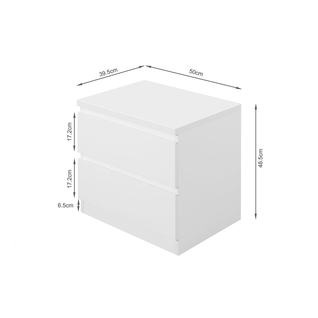 ANGELES High Gloss Bedside Table - WHITE