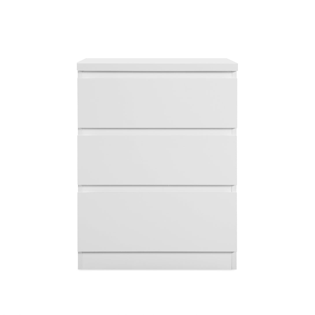 ANGELES High Gloss Bedside Table with 3 Drawers - WHITE