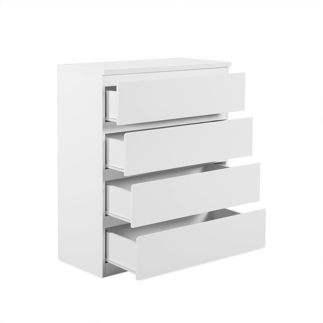 ANGELES High Gloss 4 Drawer Tallboy - WHITE