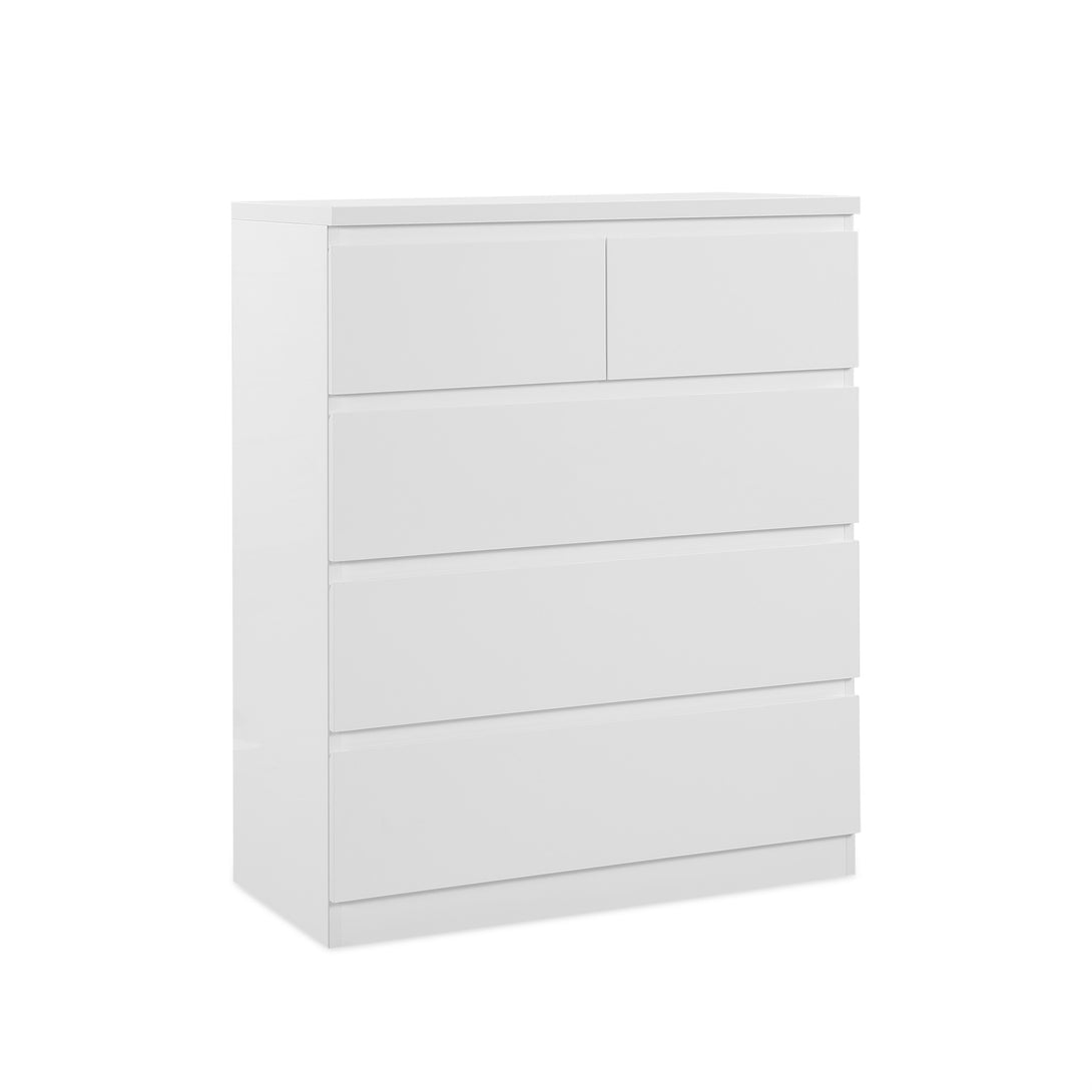 ANGELES High Gloss 5 Drawer Tallboy - WHITE
