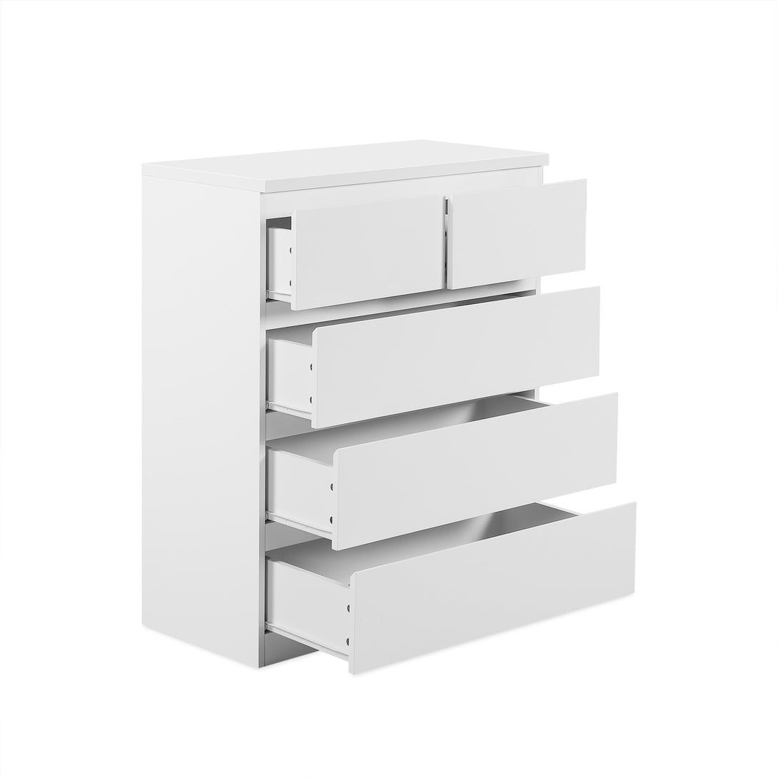 ANGELES High Gloss 5 Drawer Tallboy - WHITE