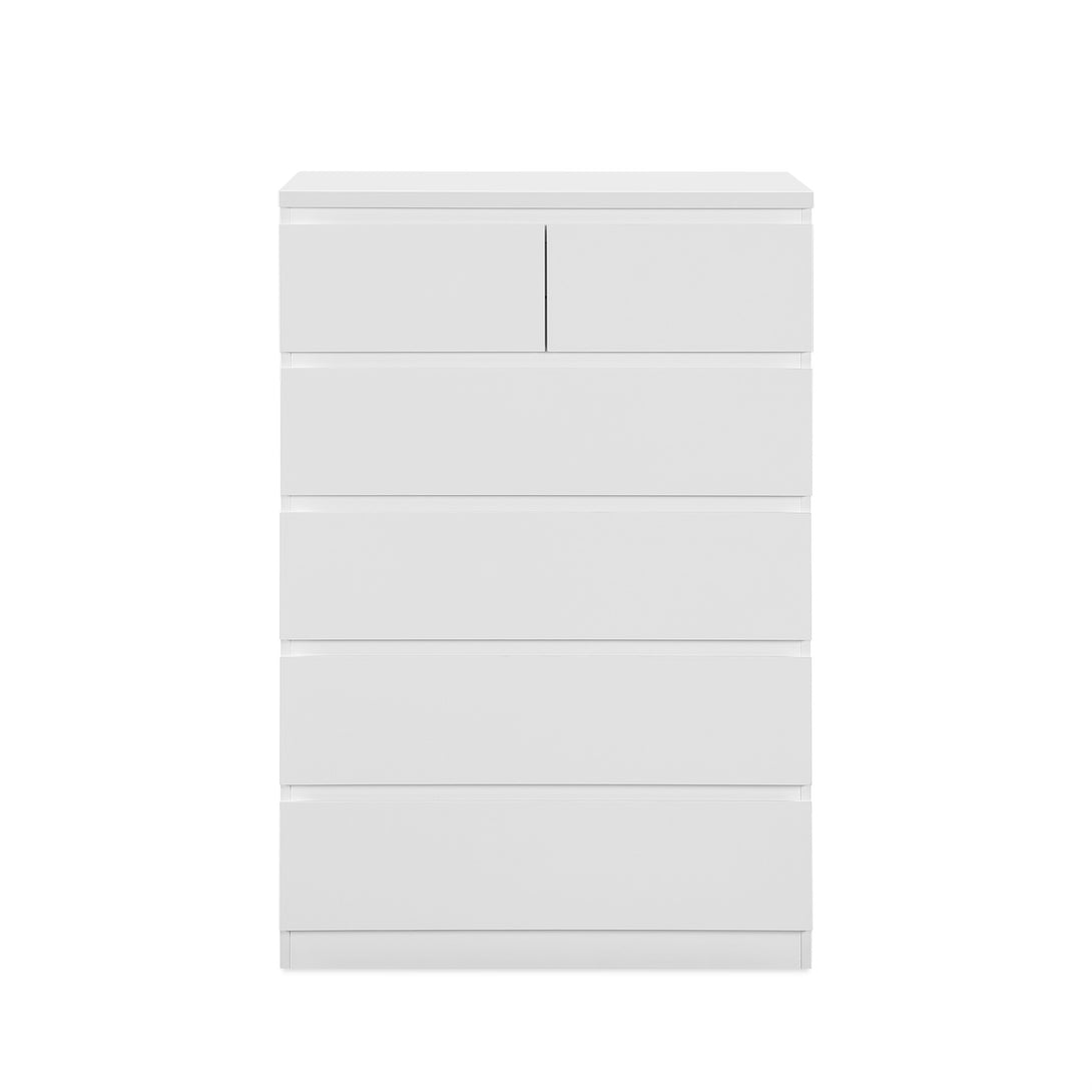 ANGELES High Gloss 6 Drawer Tallboy - WHITE