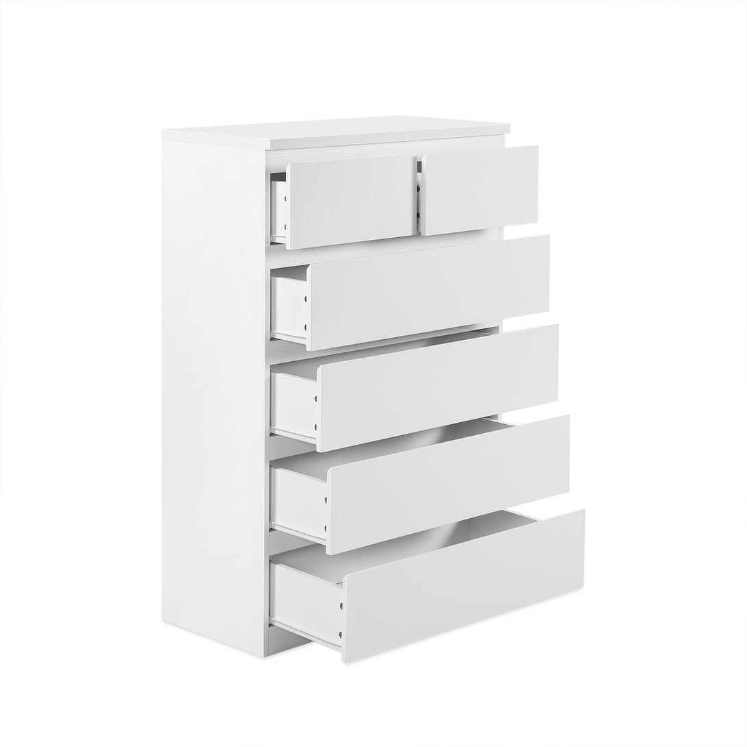 ANGELES High Gloss 6 Drawer Tallboy - WHITE