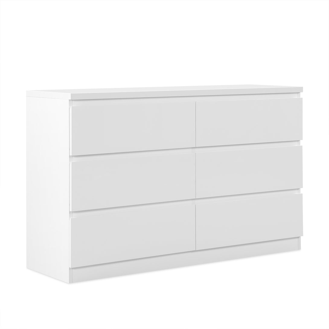ANGELES High Gloss 6 Drawer Lowboy - WHITE