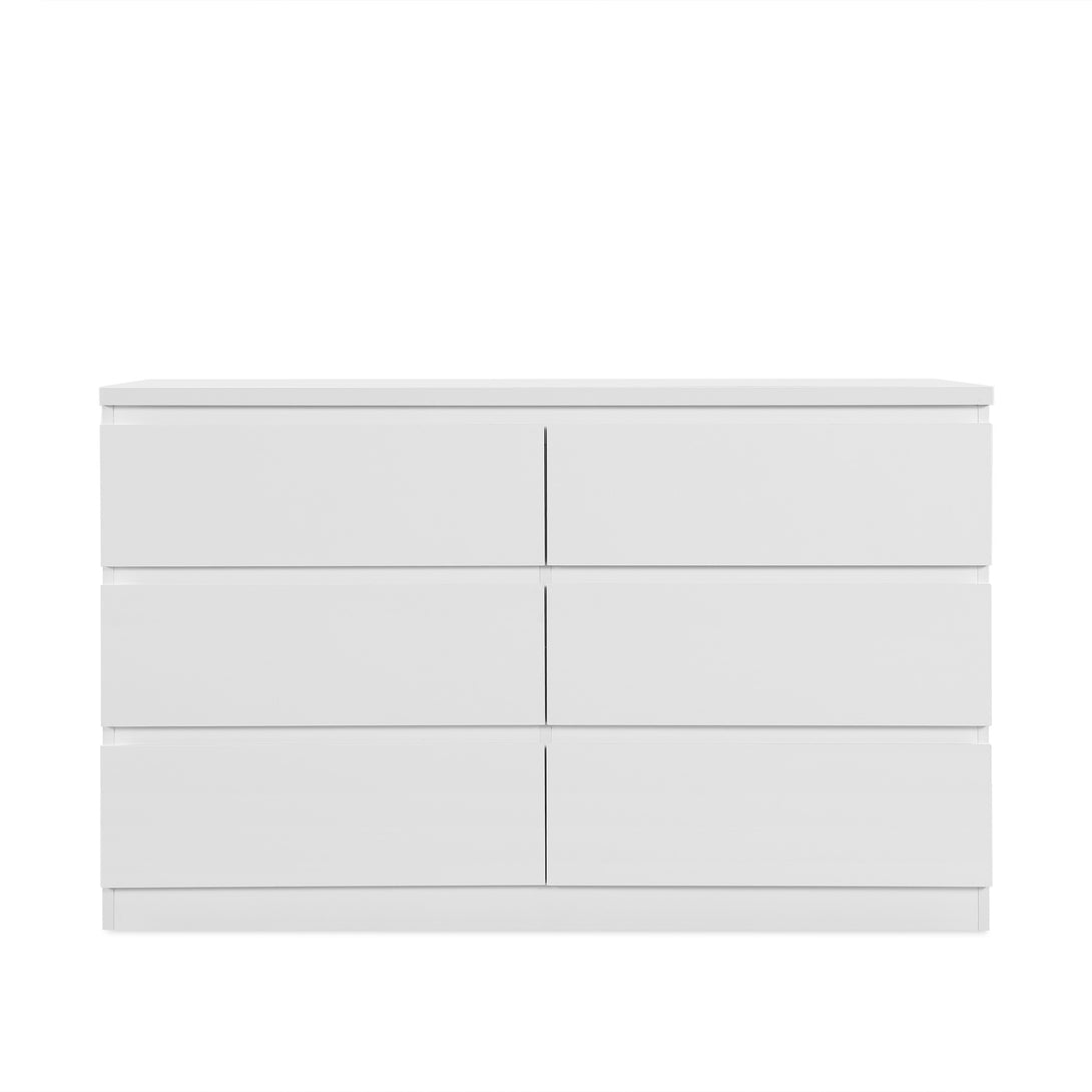 ANGELES High Gloss 6 Drawer Lowboy - WHITE