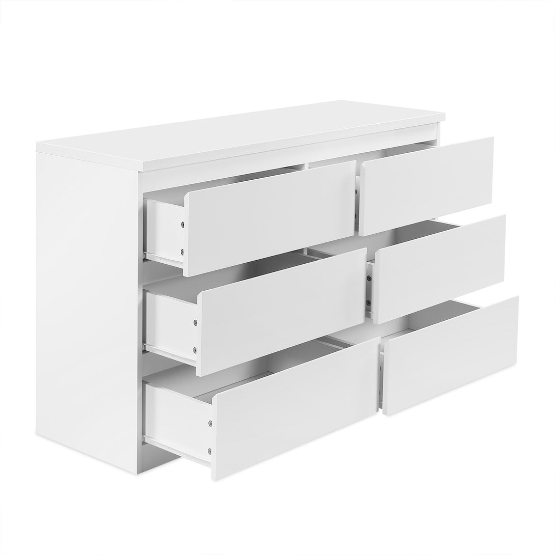 ANGELES High Gloss 6 Drawer Lowboy - WHITE