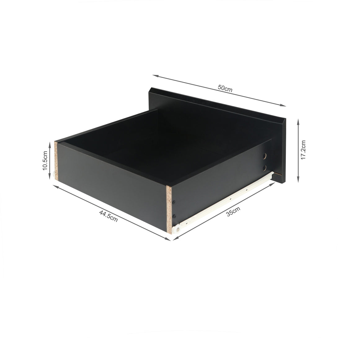 ANGELES High Gloss Bedside Table with 2 Drawers - BLACK