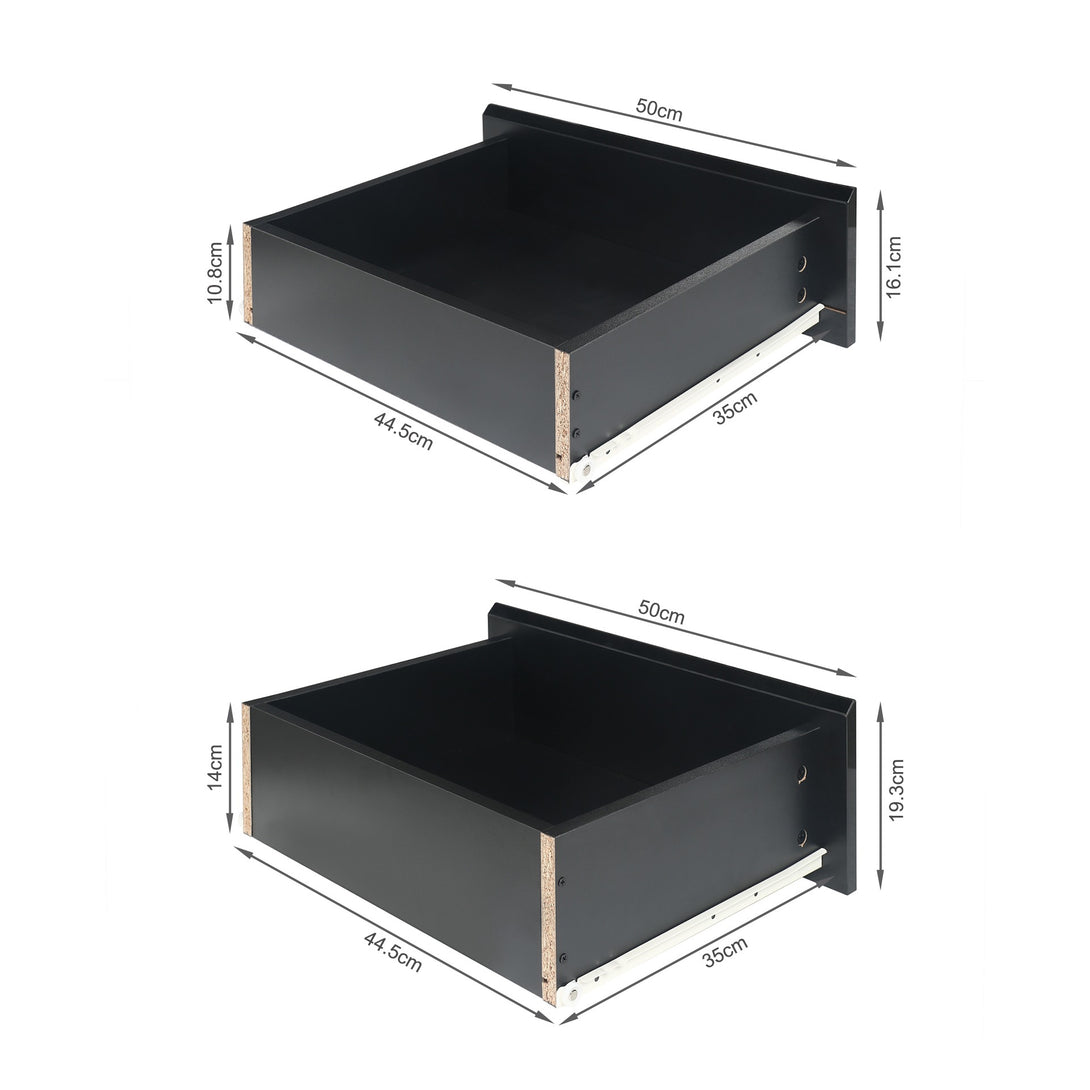 ANGELES High Gloss Bedside Table with 3 Drawers - BLACK