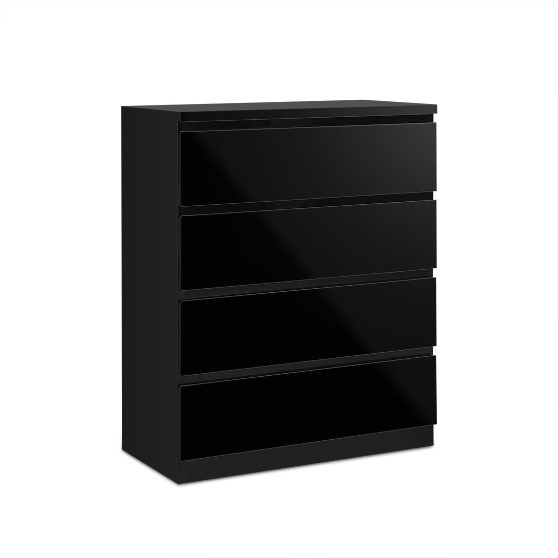 ANGELES High Gloss 4 Drawer Tallboy - BLACK