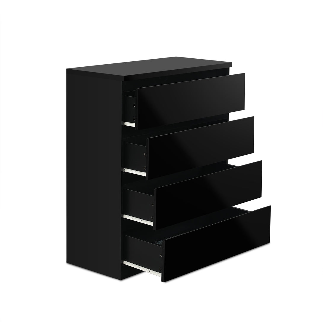 ANGELES High Gloss 4 Drawer Tallboy - BLACK