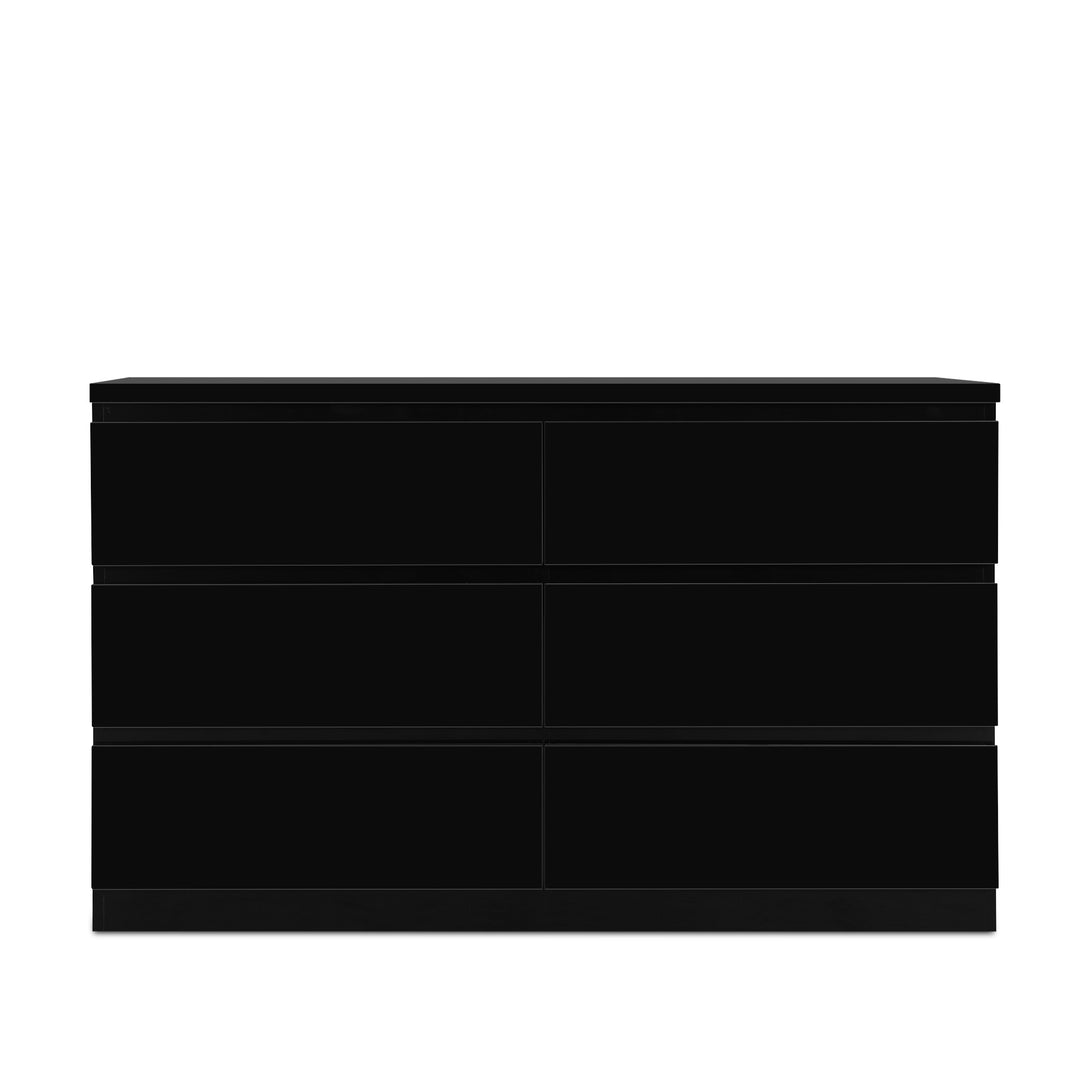 ANGELES High Gloss 6 Drawer Lowboy - BLACK