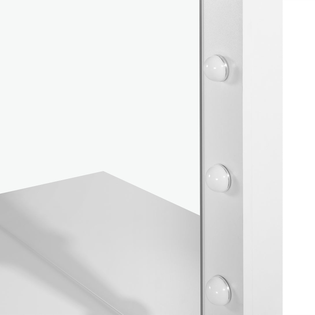 BEGONIA 2 Piece Dressing Table with Mirror & Stool Set - WHITE