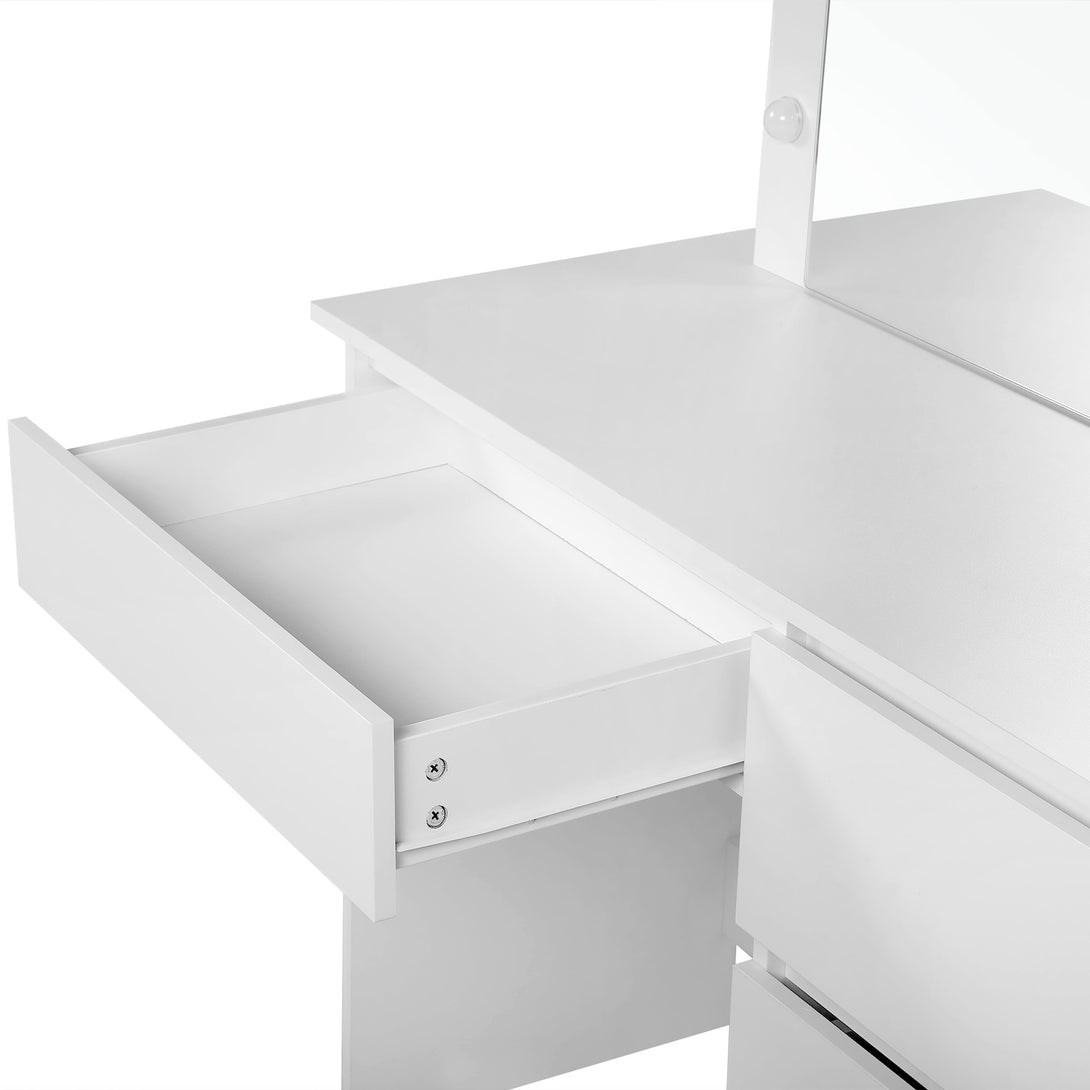 BEGONIA 2 Piece Dressing Table with Mirror & Stool Set - WHITE